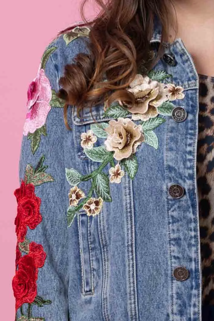 Maddison Blue Denim Jacket Rose
