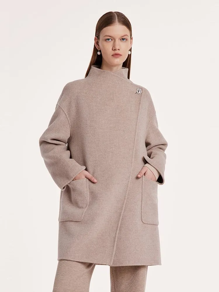 Mid-Length Wool And Cashmere Coat With Belt