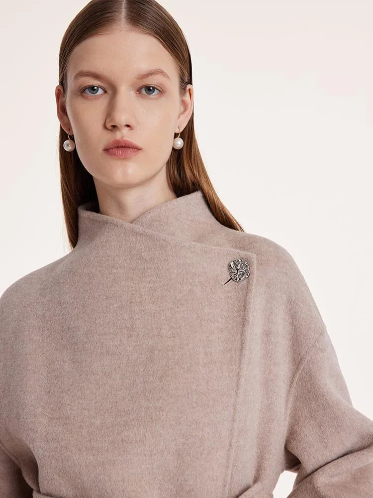Mid-Length Wool And Cashmere Coat With Belt