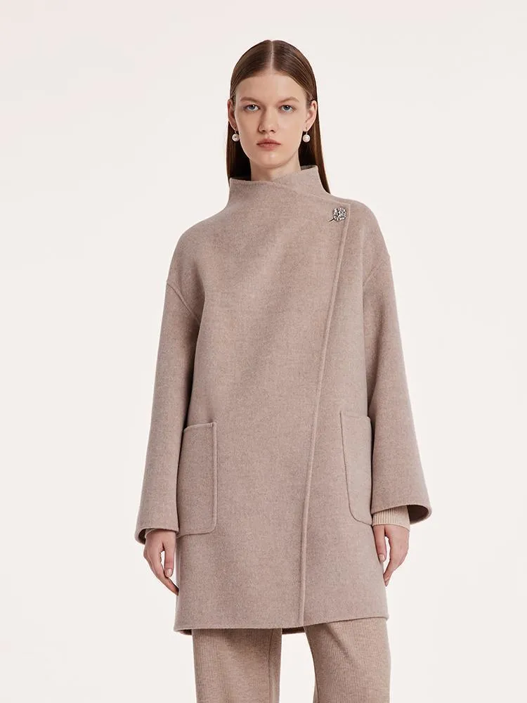 Mid-Length Wool And Cashmere Coat With Belt