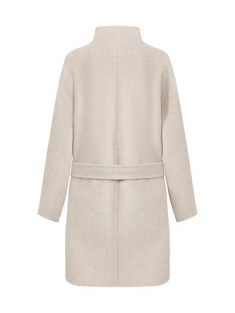 Mid-Length Wool And Cashmere Coat With Belt