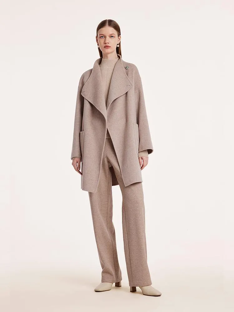 Mid-Length Wool And Cashmere Coat With Belt