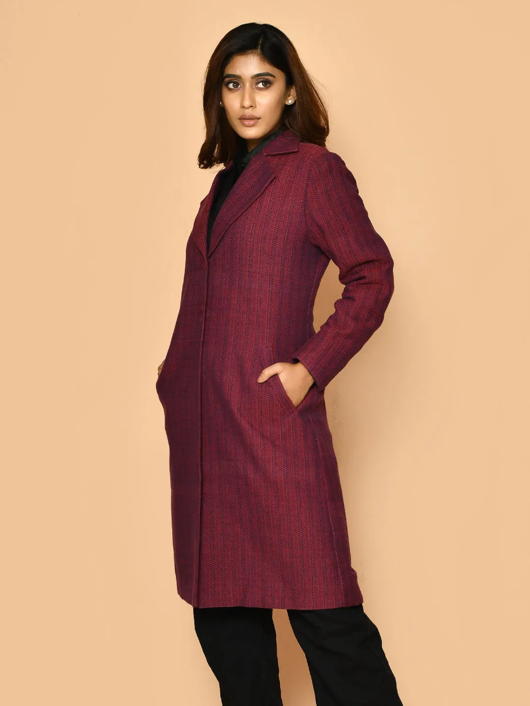 Mrinal handloom cotton trench coat jacket for women