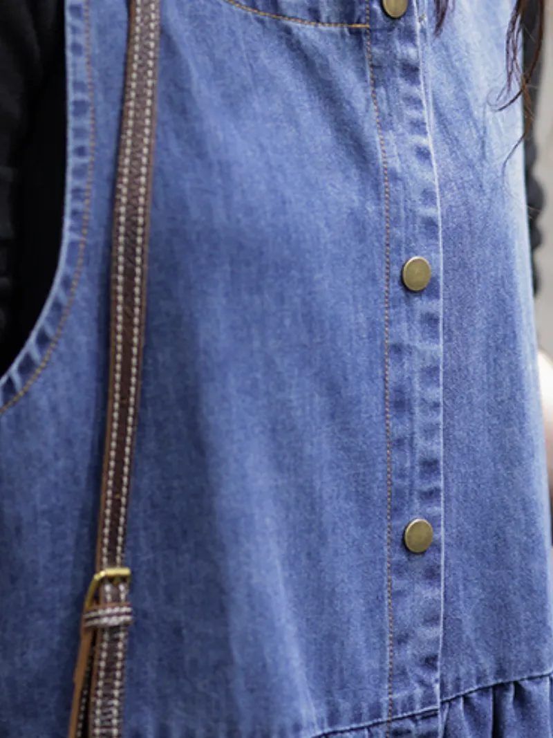 My Memories Women's Casual Round Neck Denim Dress