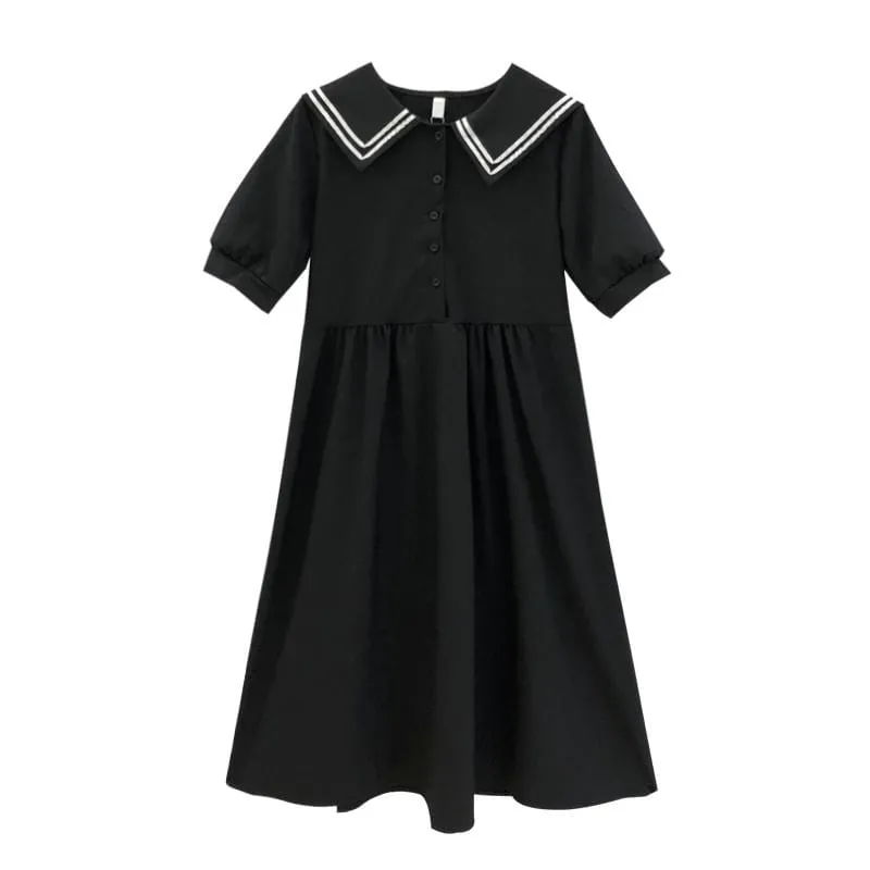 Navy Style Mid-length Dress
