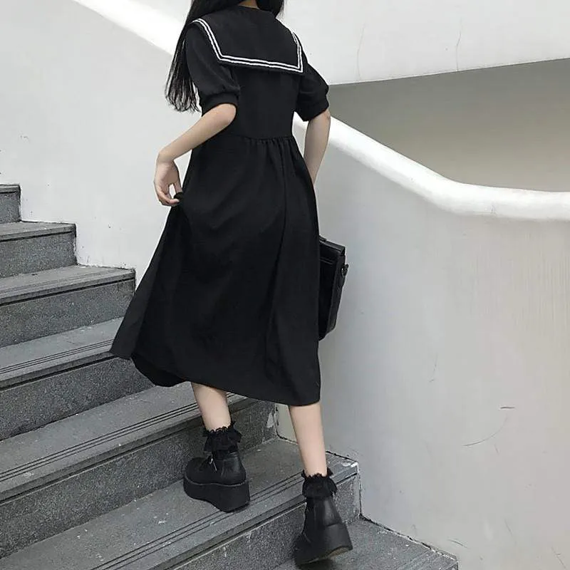 Navy Style Mid-length Dress