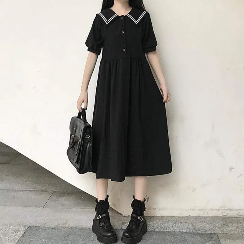 Navy Style Mid-length Dress