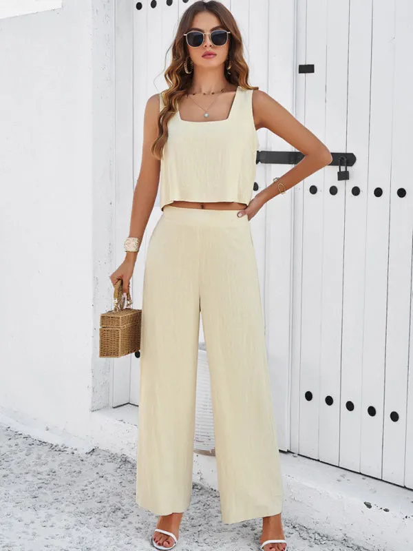 New casual sleeveless vest   trousers suit