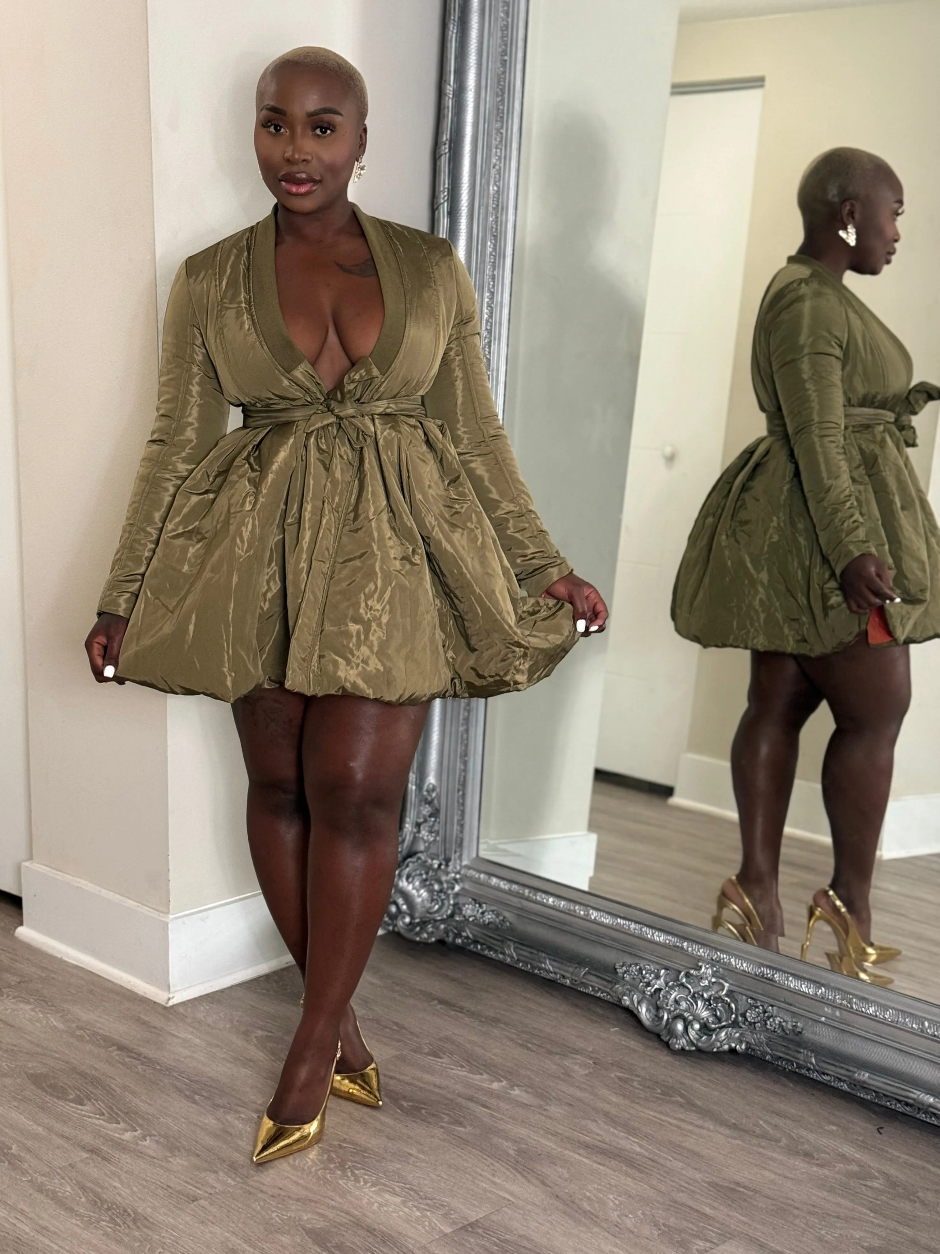 Olive Statement Puffer Jacket