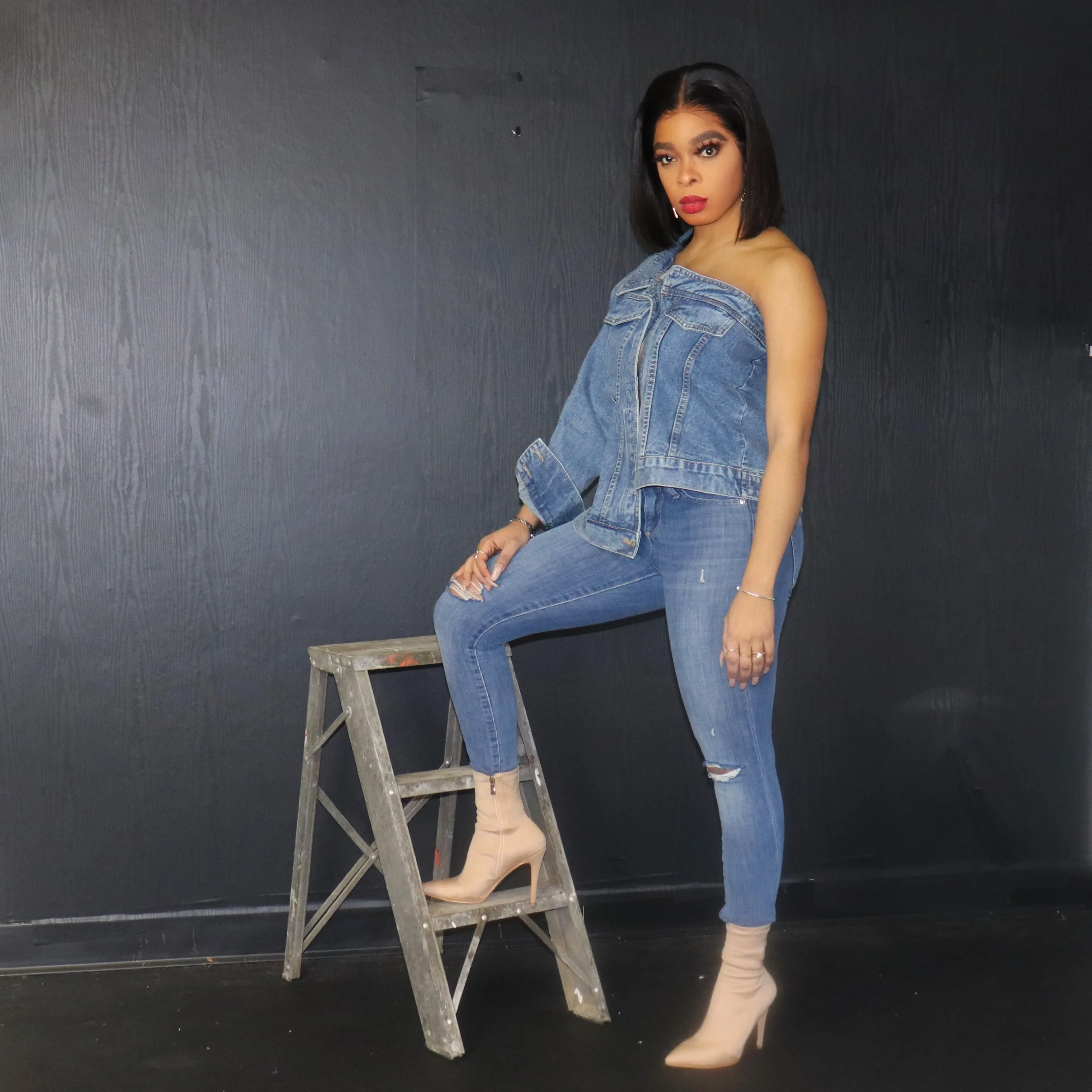 One Shoulder Denim Jacket (Restocked)