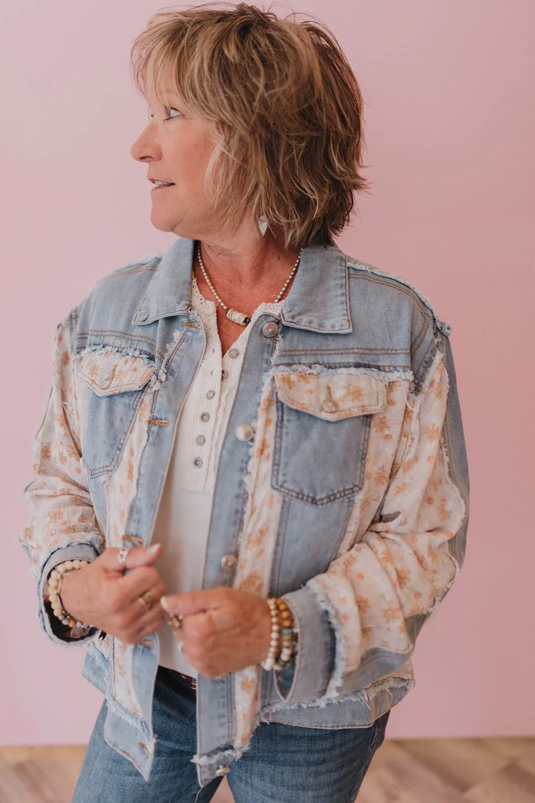 POL Floral Denim Jacket
