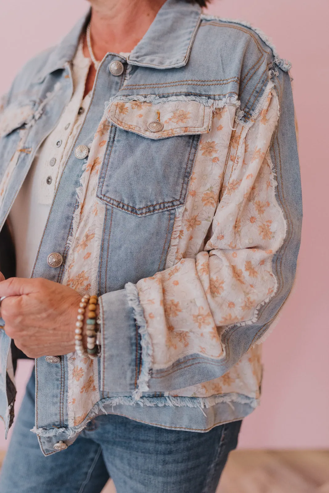 POL Floral Denim Jacket