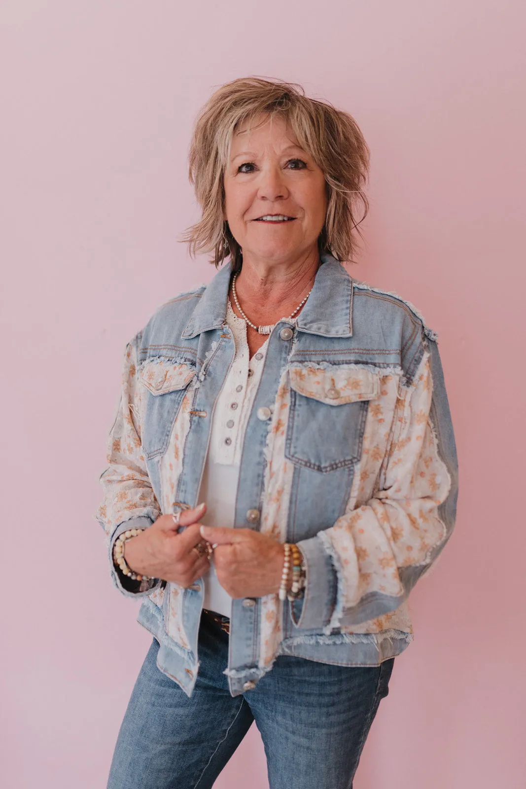 POL Floral Denim Jacket