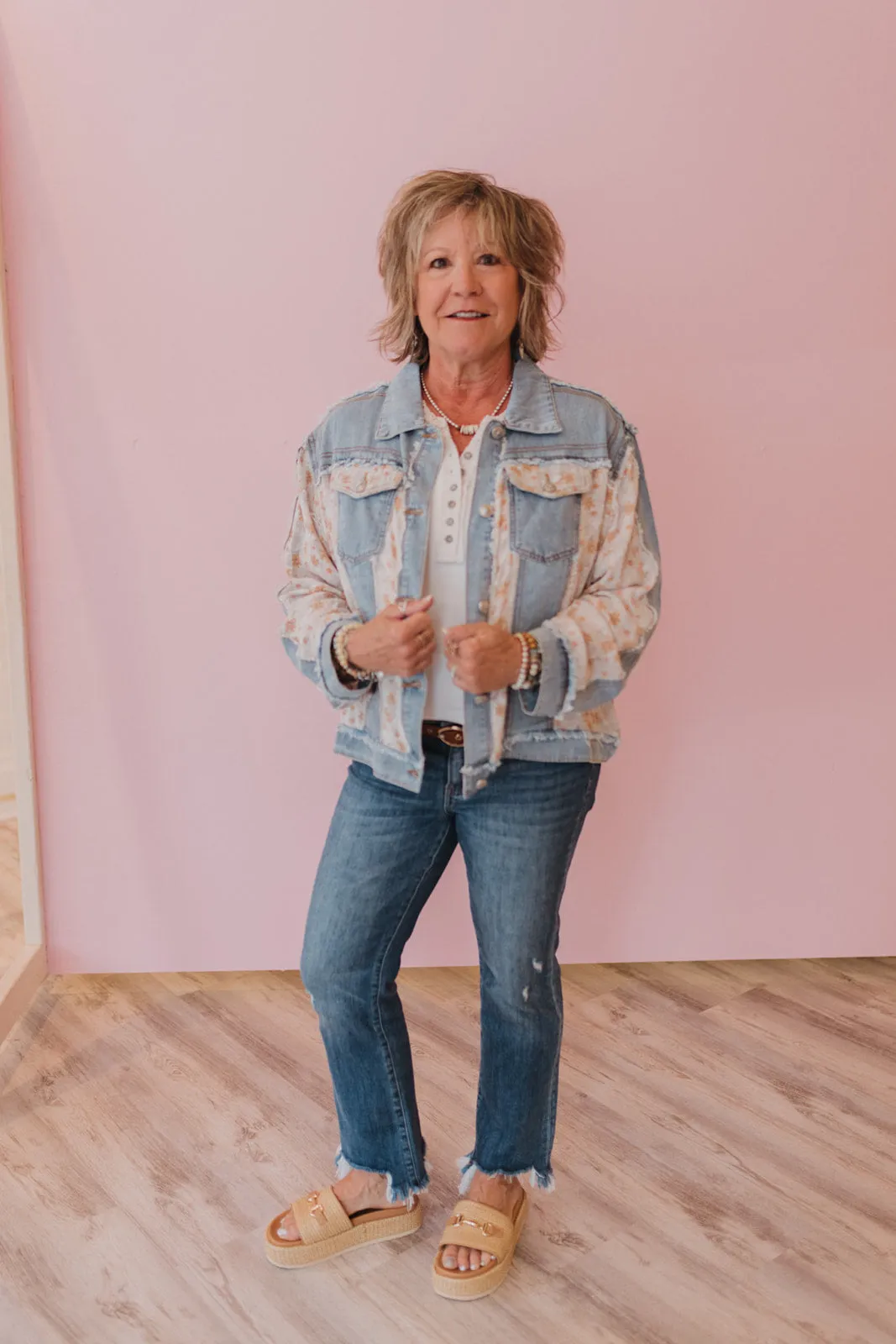POL Floral Denim Jacket