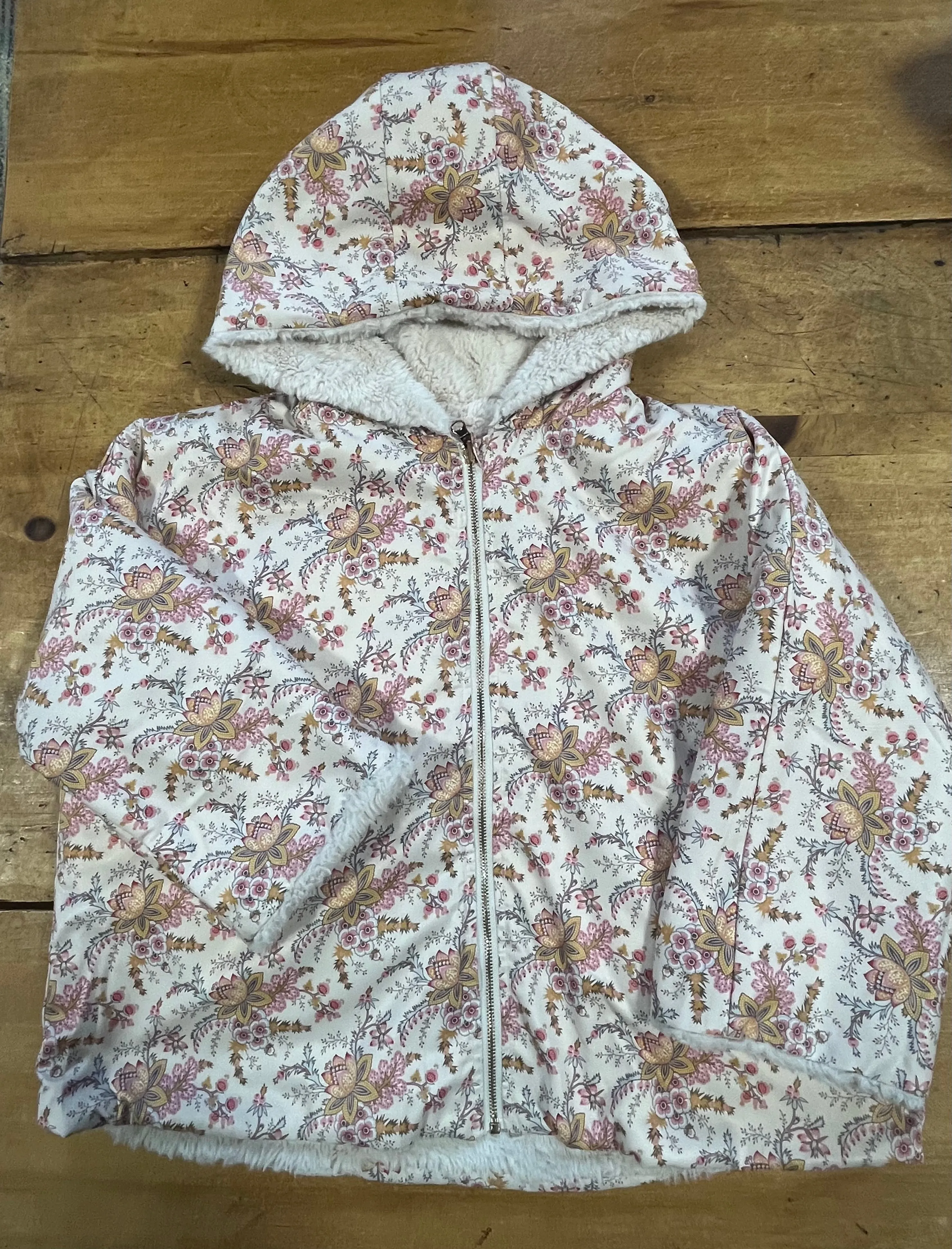 PRELVDFelvel Reversible Coat in Cream French Flowers - 8y