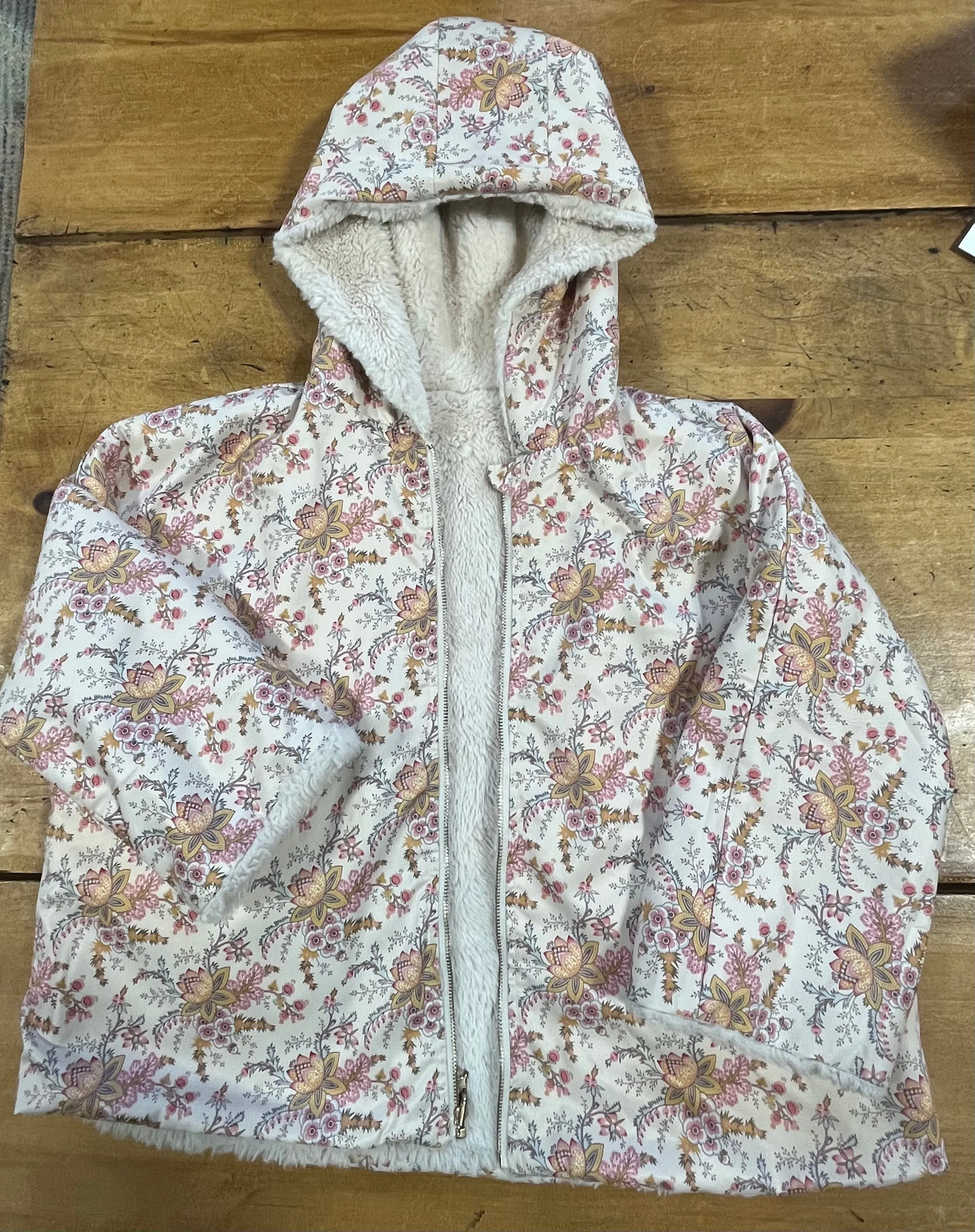 PRELVDFelvel Reversible Coat in Cream French Flowers - 8y