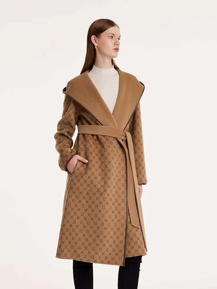 Pure Wool Reversible Hooded Printed Coat