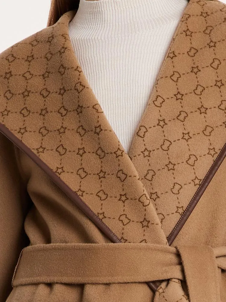 Pure Wool Reversible Hooded Printed Coat
