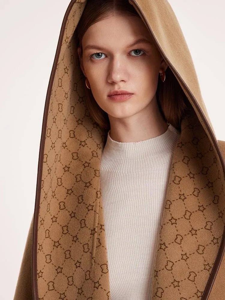 Pure Wool Reversible Hooded Printed Coat