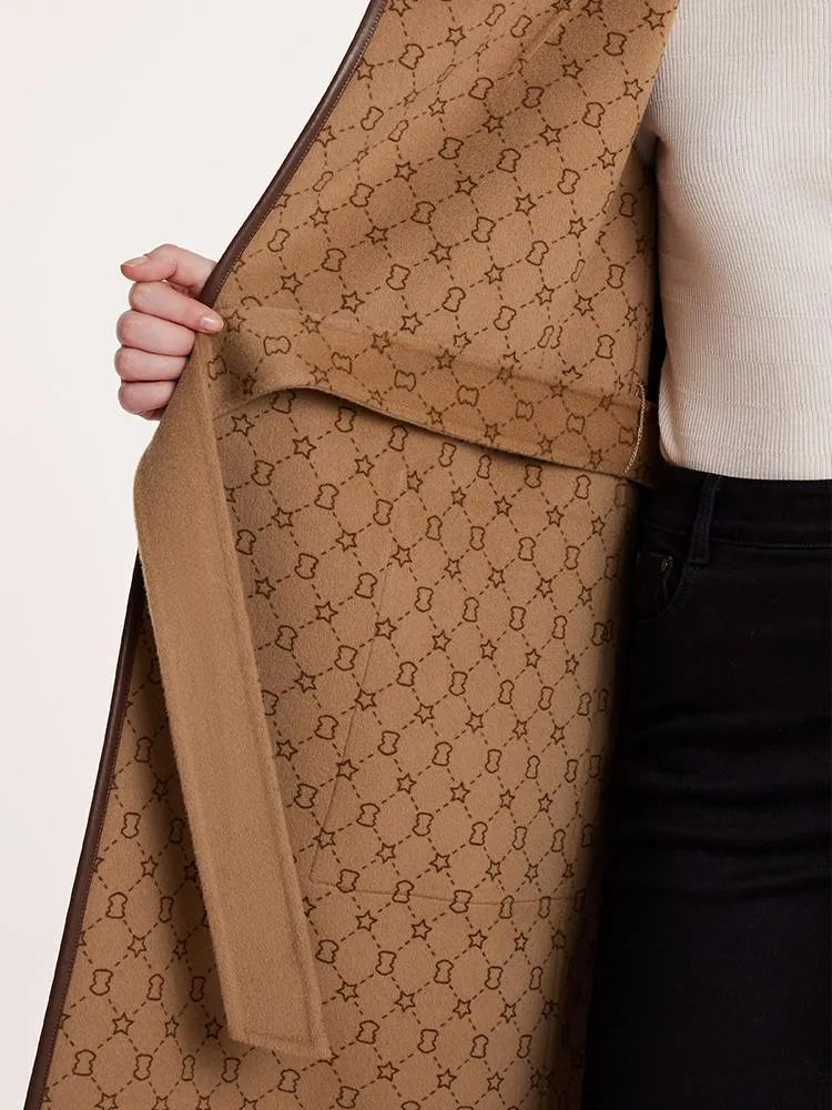 Pure Wool Reversible Hooded Printed Coat