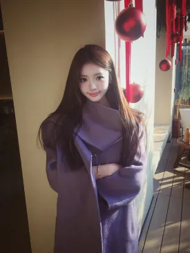 Purple Reversible Cashmere Coat – Luxurious Woolen Scarf Cape