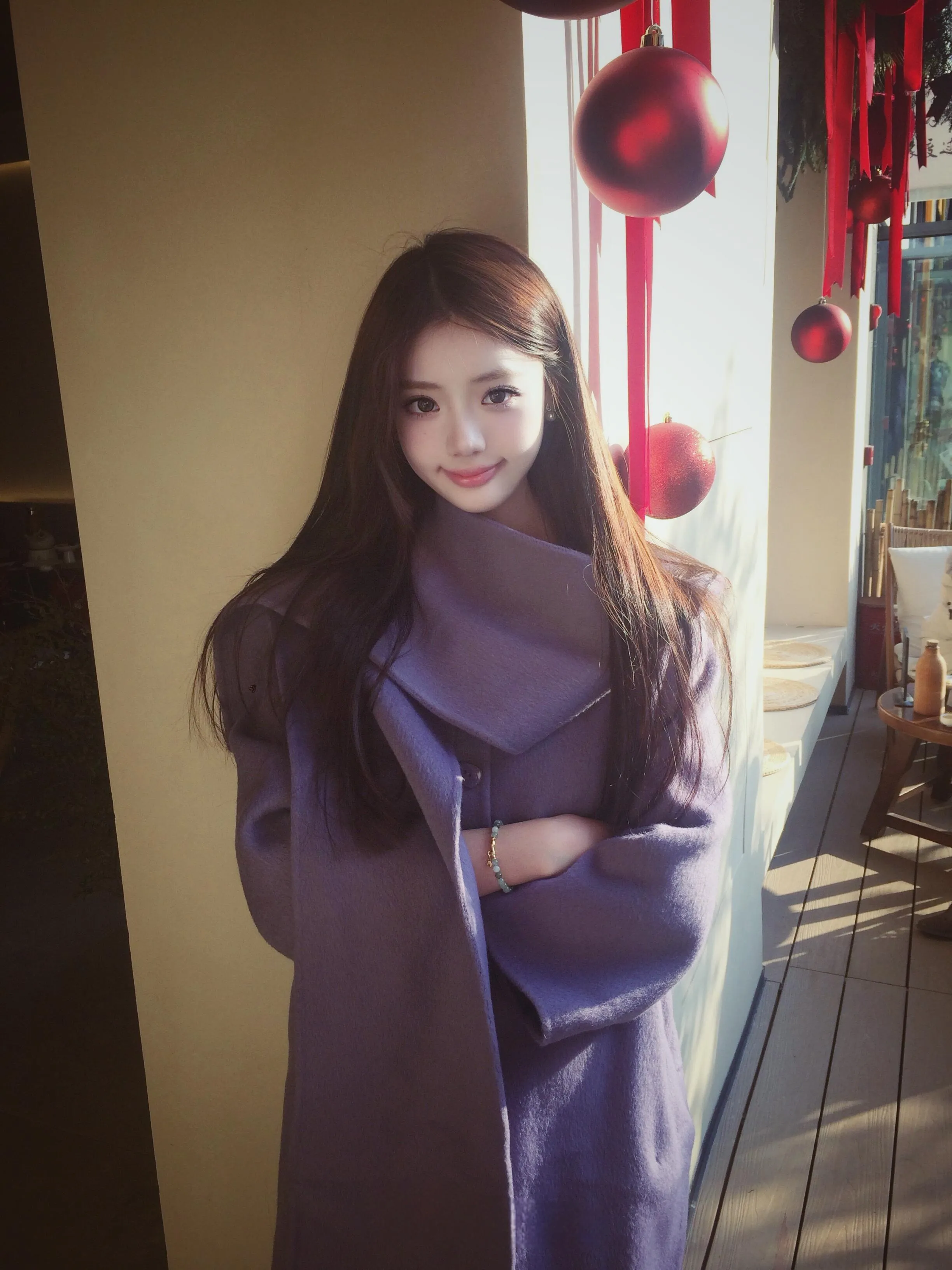 Purple Reversible Cashmere Coat – Luxurious Woolen Scarf Cape