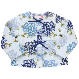 Quilted Jacket | Blue Quilt Flower Embroidery
