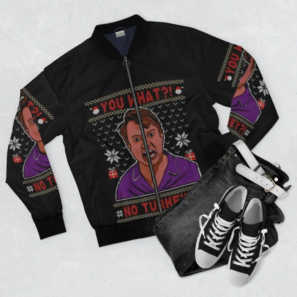 "Peep Show Christmas Bomber Jacket: Snoop No Turkey"