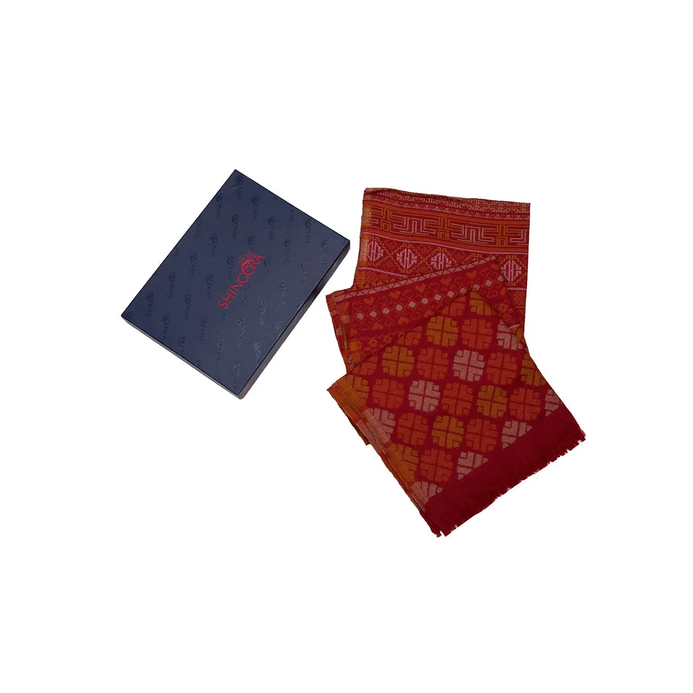 Red Woolen Jacquard Stole