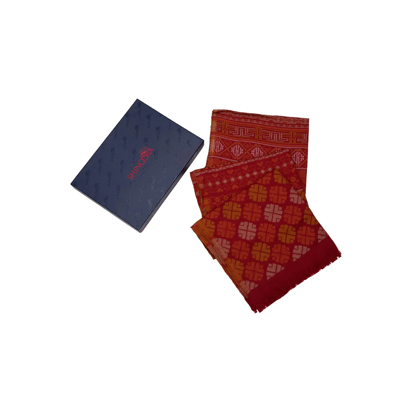 Red Woolen Jacquard Stole