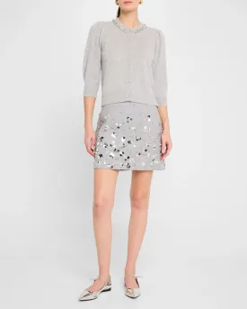 Rhinestone-Trim Cashmere Cardigan