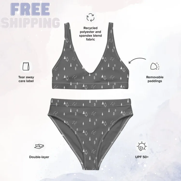 Scandinavian Forest Gray Recycled High Waist Bikini