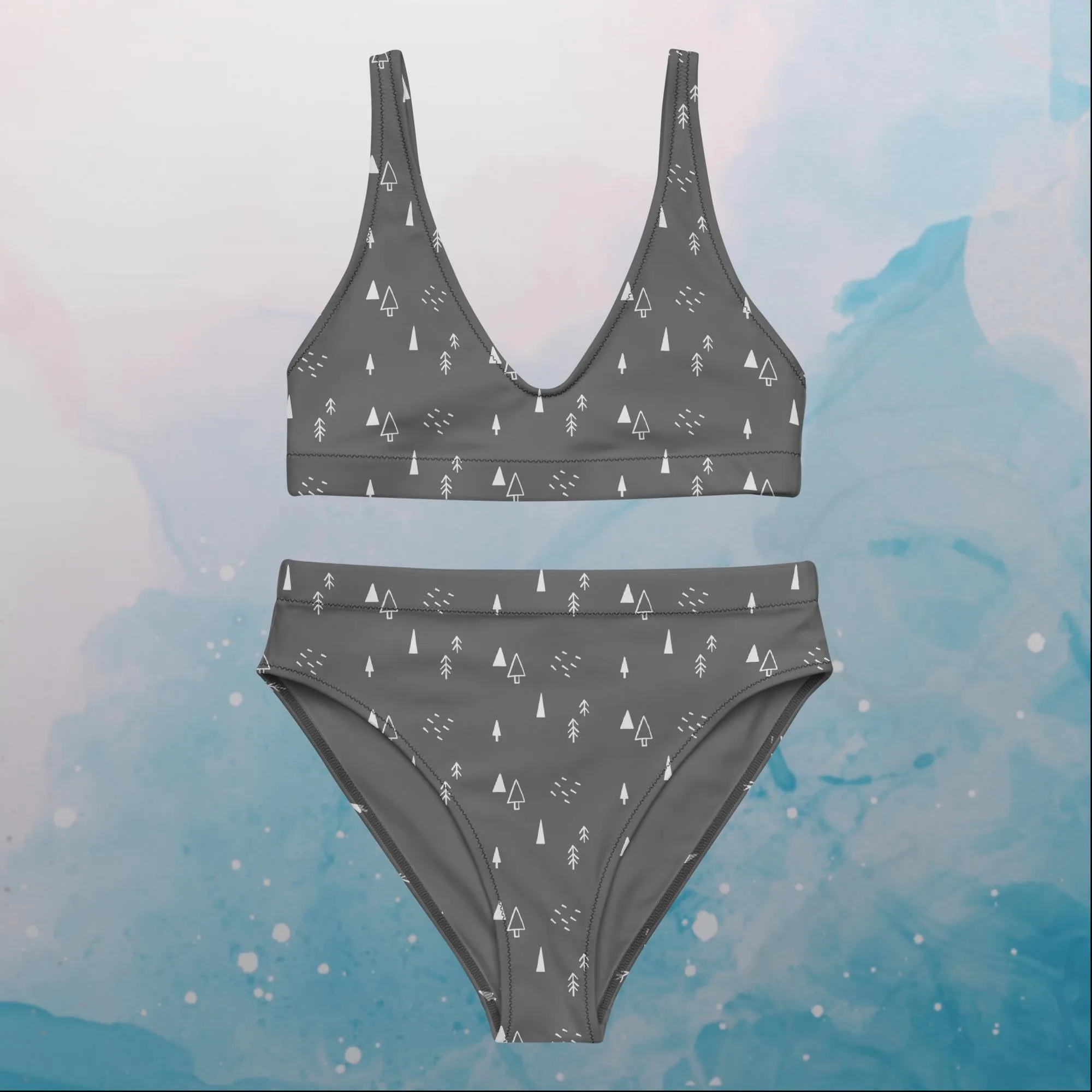 Scandinavian Forest Gray Recycled High Waist Bikini