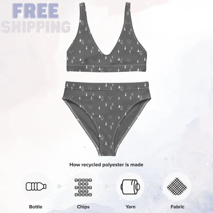 Scandinavian Forest Gray Recycled High Waist Bikini