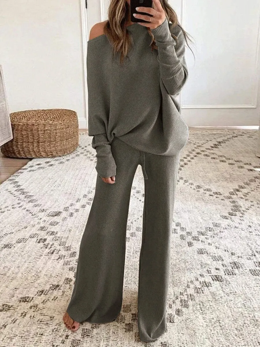 Sets Pure Long Sleeve Casual Two-Piece Suit for Women
