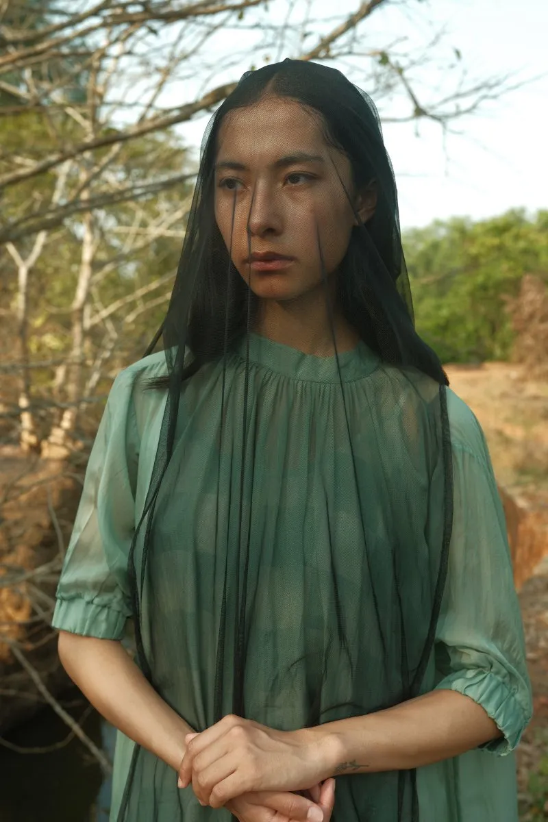 Sheer Bottom Frill Dress - Jade