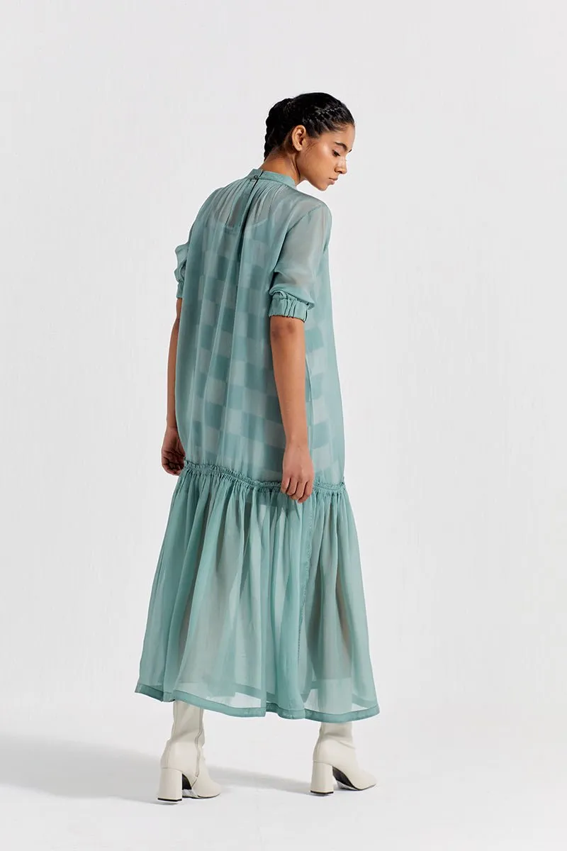 Sheer Bottom Frill Dress - Jade