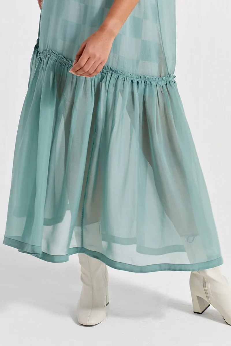 Sheer Bottom Frill Dress - Jade