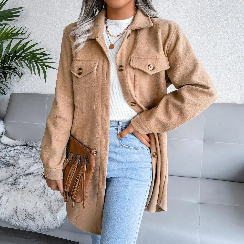 Single-breasted woolen coat jacket