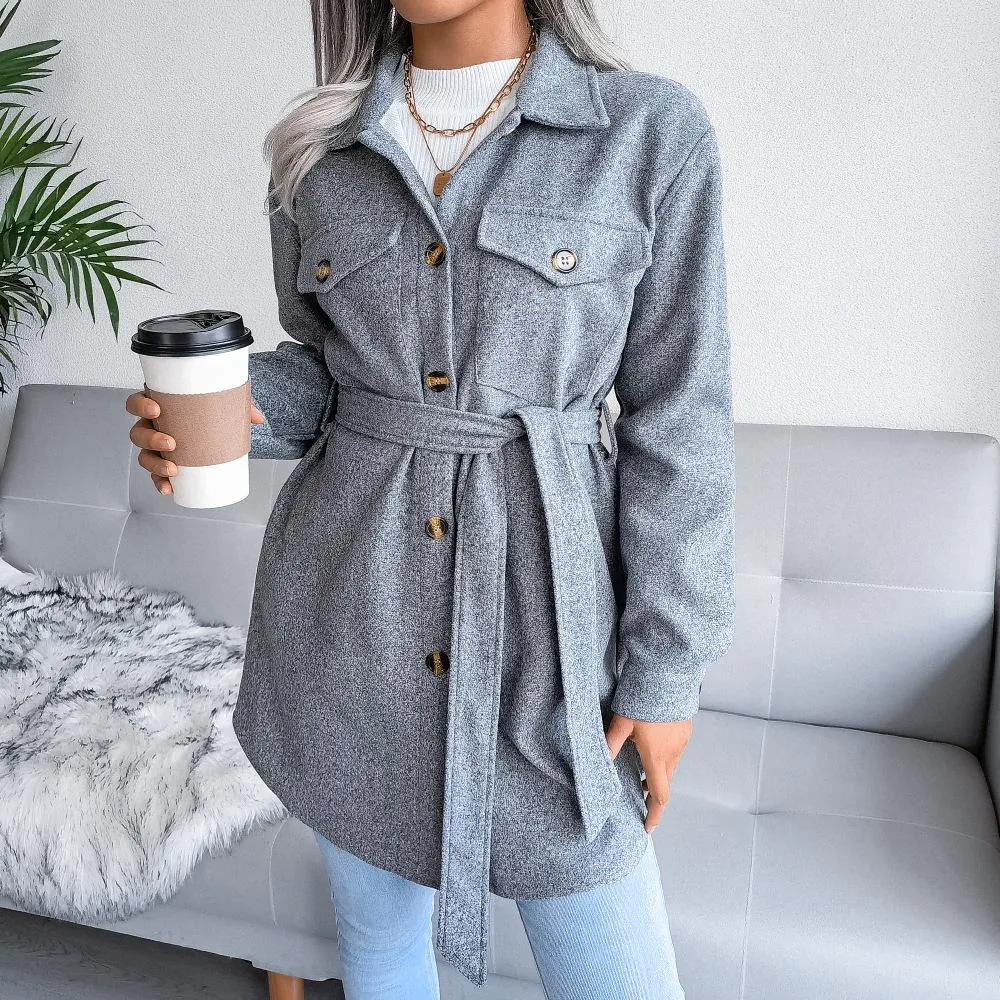 Single-breasted woolen coat jacket
