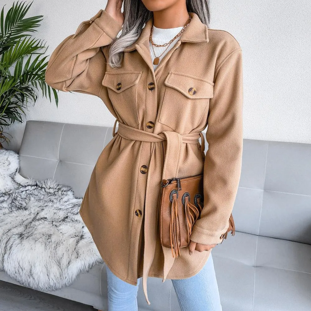 Single-breasted woolen coat jacket
