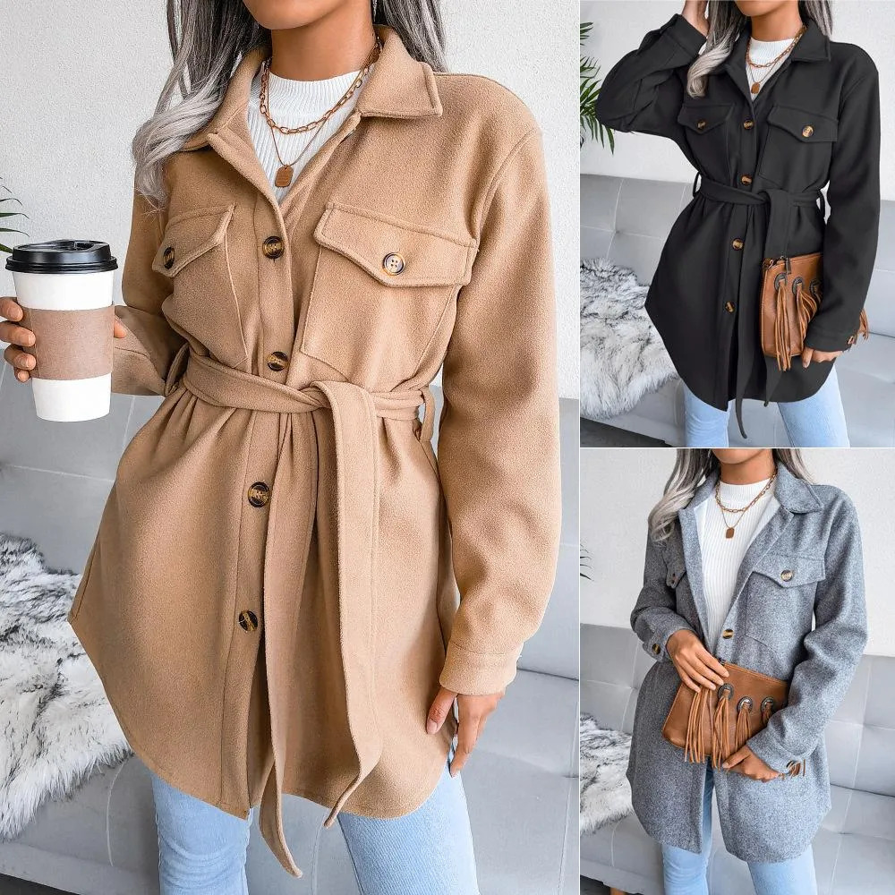 Single-breasted woolen coat jacket