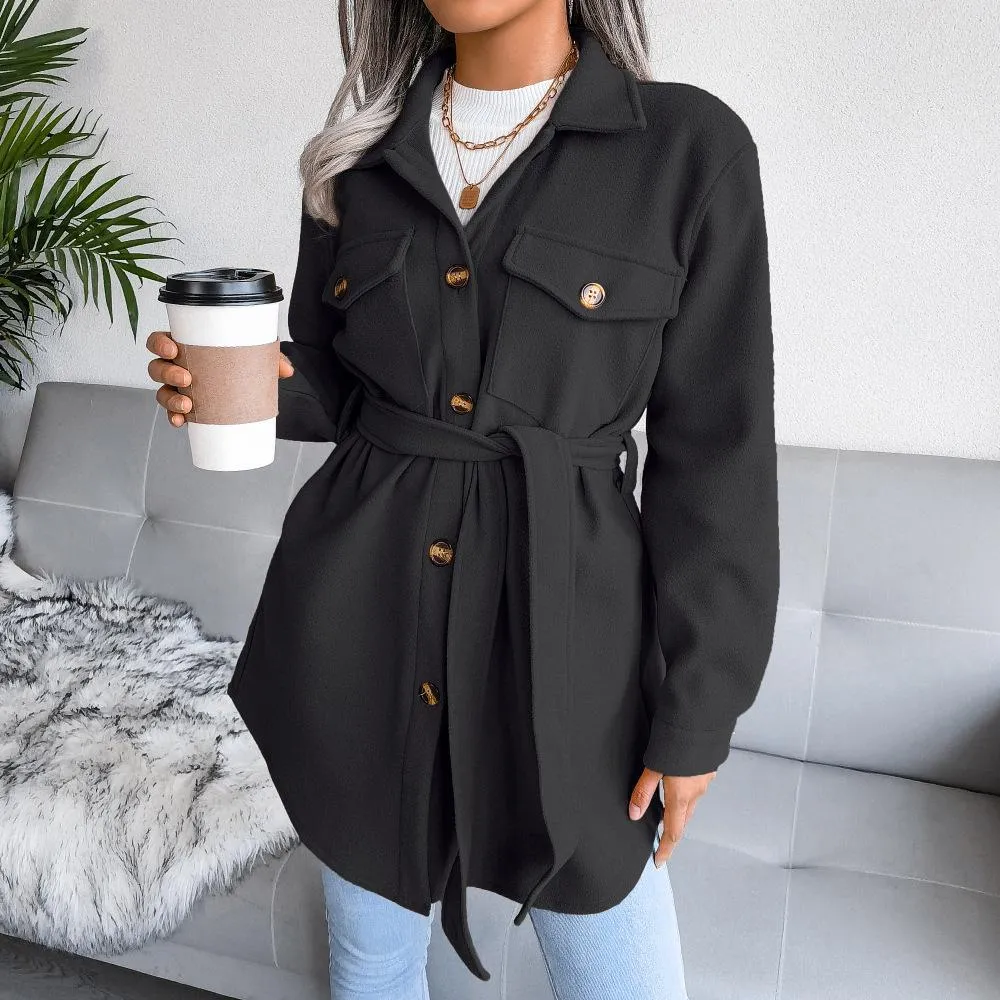 Single-breasted woolen coat jacket