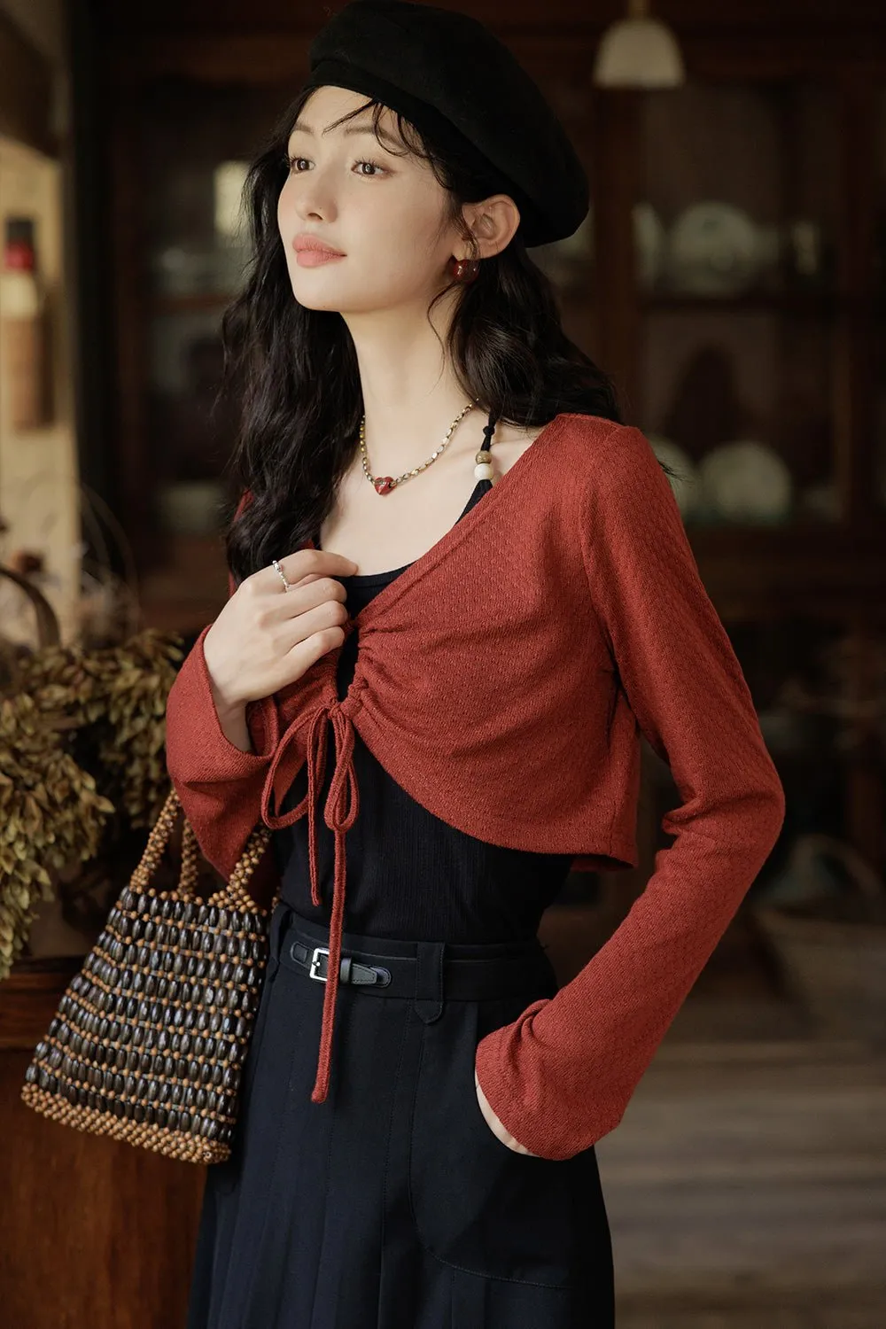 Spaghetti Strap Top and Cardigan Suit Set