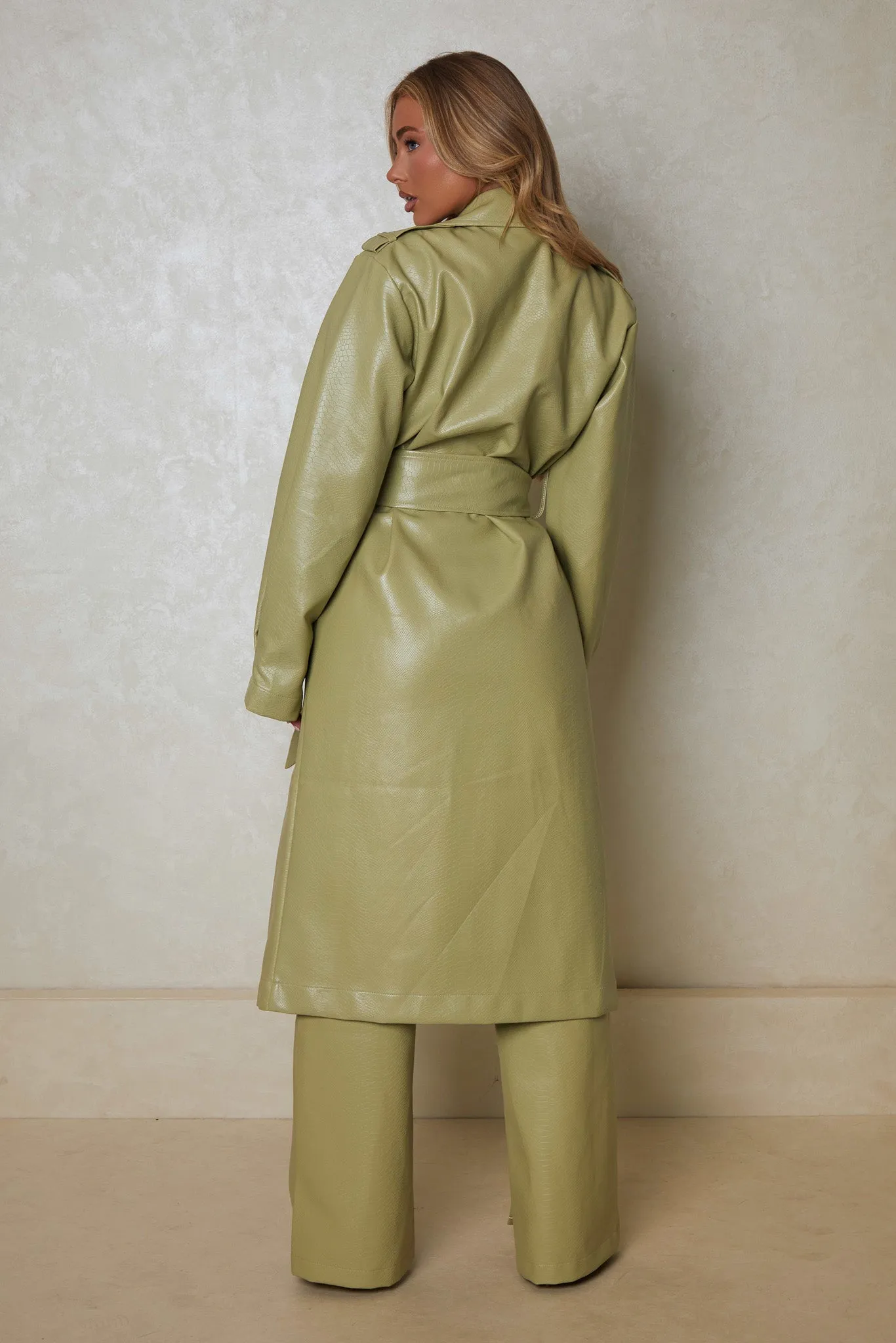 The Croc Trench Coat - Sage