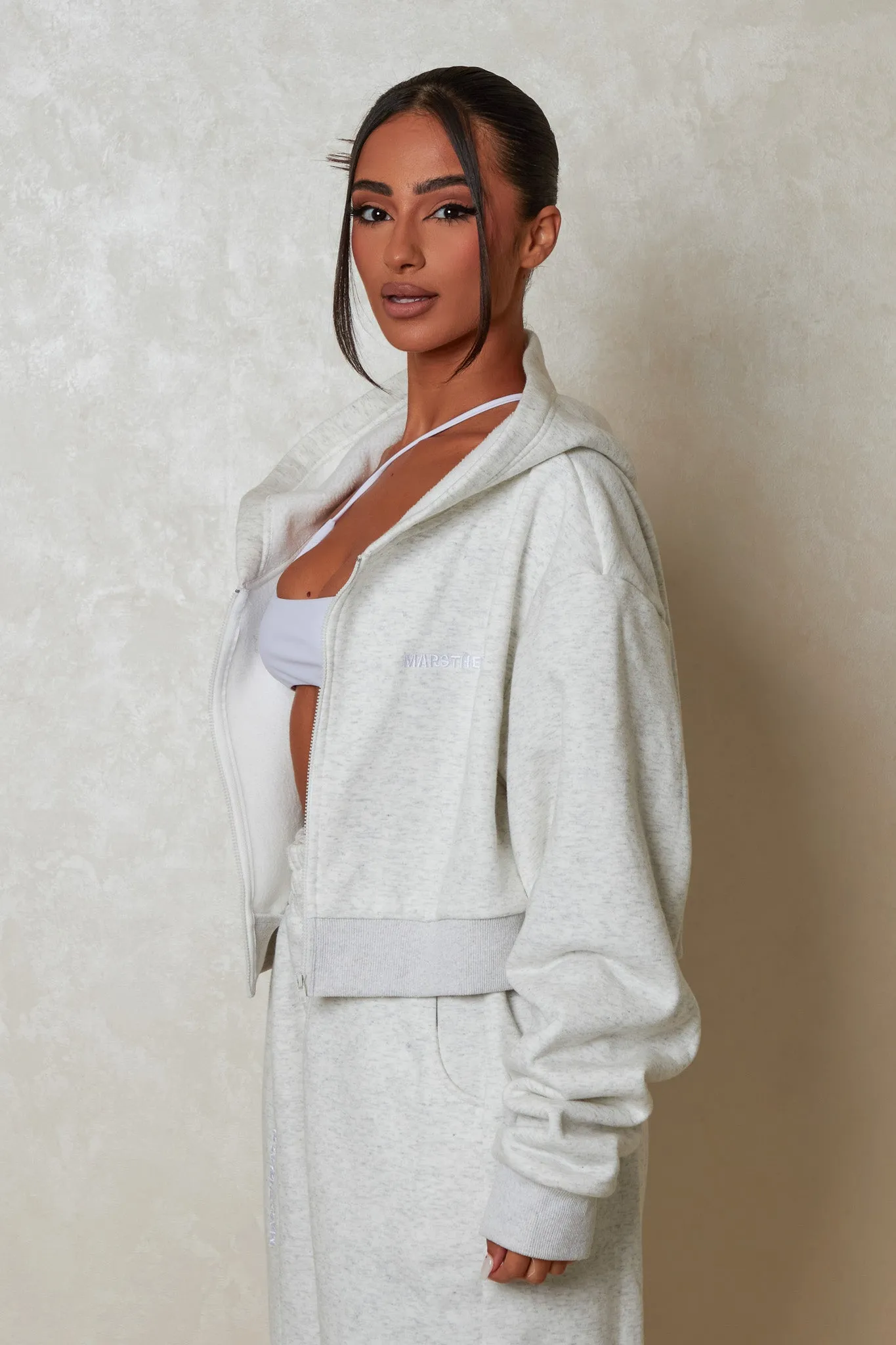 The Essentials Cropped Jacket - Marl Grey