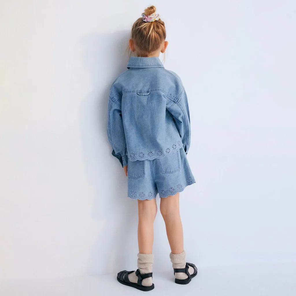 The New Society Child Niobe Jacket Mid Blue Denim