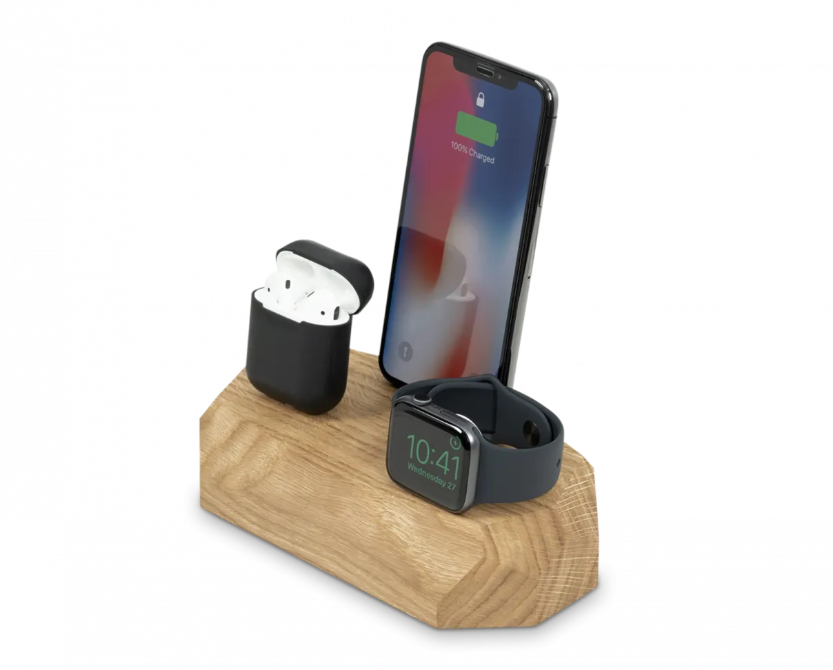 Triple Charging Dock – Oak
