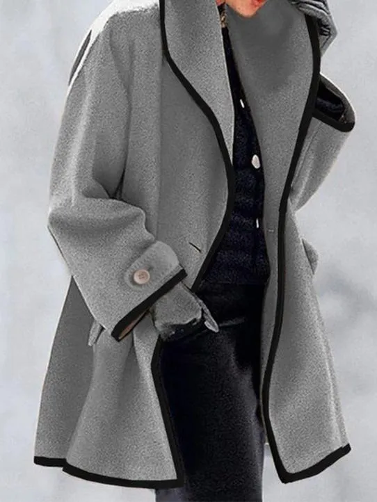 Women's Coats Loose Solid Hooded Woolen Coat