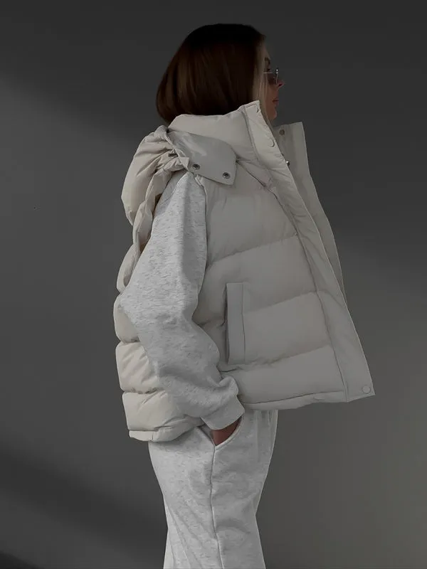 Women's sleeveless hooded down cotton vest jacket